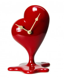 CUORE SCIOLTO OROLOGIO, Orologio da tavolo con cuore sciolto in resina decorata a mano. Antartidee