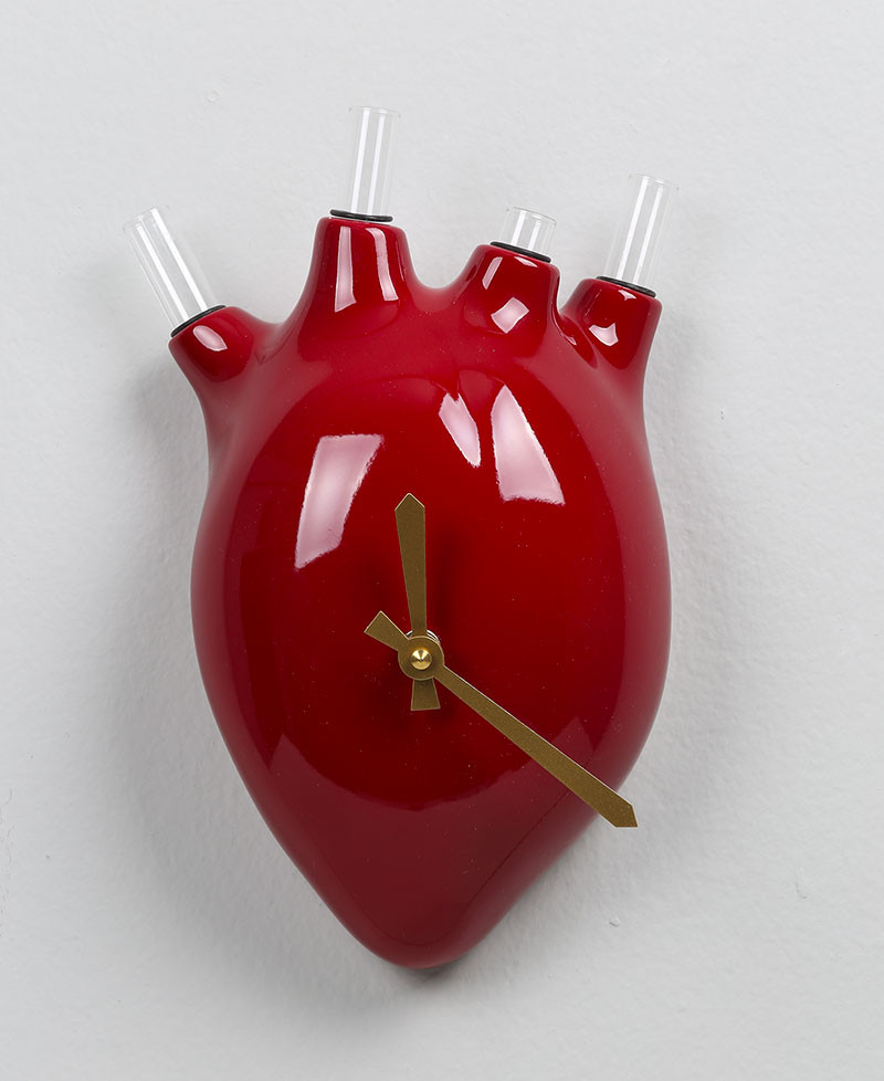 HEARTBEATS CLOCK, Wall clock in the shape of a human heart. Antartidee