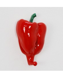 PEPPER HOOK, Hanger with a red pepper-shaped hook. Hand painted resin, Antartidee