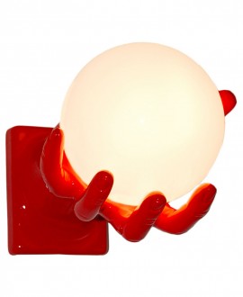 Mano Globo Lampada da tavolo a forma di mano che regge una palla, colore rosso,  Antartidee