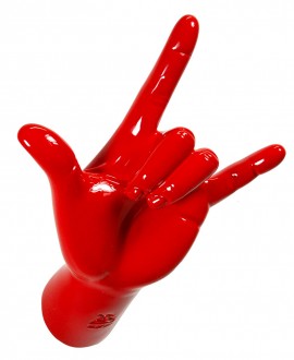 Appendiabiti a forma di mano con gesto "corna rock". Colore rosso, Antartidee